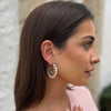 Pink & Gold Beaded Triple Hoop Earrings  Yellow Gold or White Gold Plating Faux Pink Pearl 1.52" Length X 1.58" Width Pierced