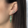 women wearing Emerald & Diamond Teardrop Crawler Pierced Earrings  14K Yellow Gold 0.20 Diamond Carat Weight 0.47 Emerald Carat Weight 0.55" Long X 0.25" Wide