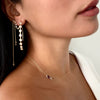 Faux Diamond Chain Totter Pierced Earrings  14K Yellow Gold Plated Stone: 0.16" Diameter 3.33" Long