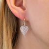 Pave CZ Heart Drop Pierced Earrings  Yellow Gold Plated 1.03" Long X 0.54" Wide