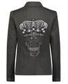Grey Skull Crown Pinstripe Jacket