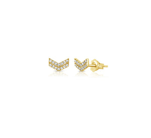 Diamond Arrow Head Stud Pierced Earrings  14K Yellow Gold 0.25" Length X 0.15" Width 0.08 Diamond Carat Weight