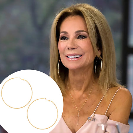 Large Yellow Gold Pierced Hoop Earrings  Yellow Gold Plated 3.5" Diameter    As Seen on TODAY's "Jill Martin's Spring Fashion Trends"