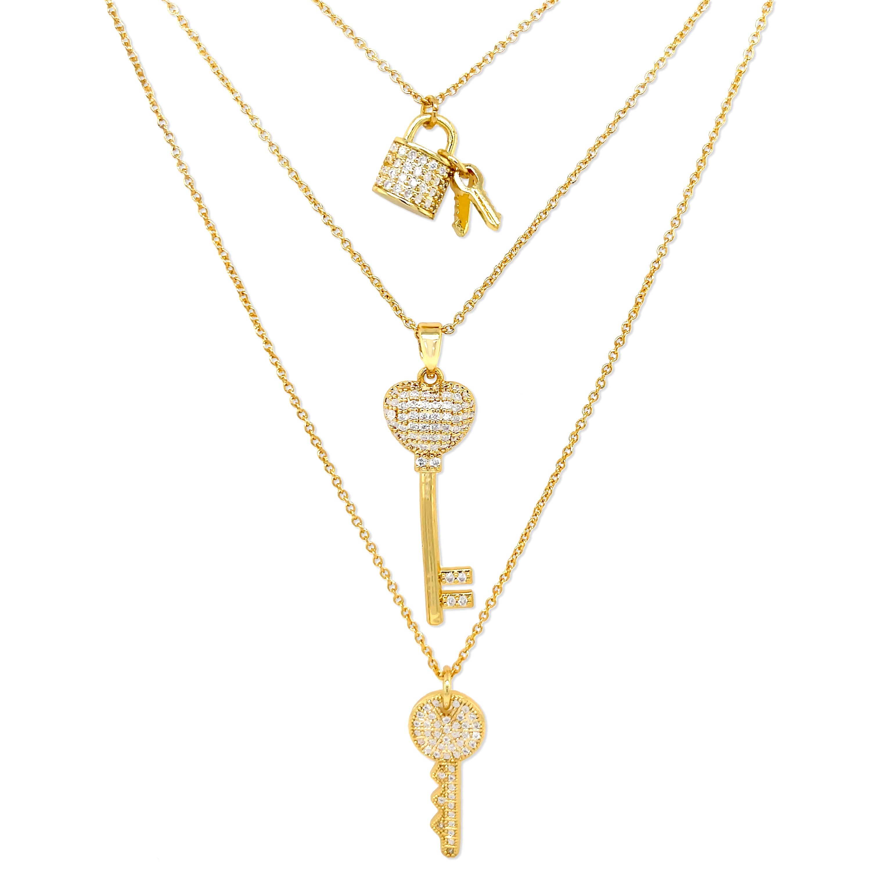 Lock and key layered necklace discount
