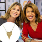 Co-host Hoda Kotb on The Today Show wearing yellow gold engraved necklace