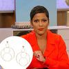 Multi Circle Statement Lightweight Pierced Earrings  Yellow Gold Plated 2.95" Long X 2.02" Wide As worn by Tamron Hall