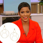 Multi Circle Statement Lightweight Pierced Earrings  Yellow Gold Plated 2.95" Long X 2.02" Wide As worn by Tamron Hall