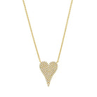 Medium Sized Pave Diamond Heart Necklace  14K Yellow Gold 0.26 Diamond Carat Weight 15.5"- 17.5" Chain Length Heart: 0.66" Length X 0.44" Width