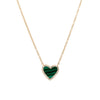 Malachite & Diamond Heart Chain Necklace  14K Yellow Gold 0.85 Malachite Carat Weight 0.07 Diamond Carat Weight Heart: 0.36" High X 0.40" Wide 16-18" Adjustable Chain