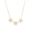 Yellow Gold Diamond Starburst Necklace  14K Yellow Gold 0.27 Diamond Carat Weight Chain: 15.5-17.5" Long Stars Total: 1.42" Across X 0.40" Long
