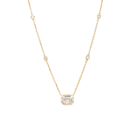 Composite Diamond Octagon Solitaire Necklace on Bezel Chain  14K Yellow Gold 0.62 Diamond Carat Weight 15-16.5" Length Stone: 0.35" Length X 0.28" Width
