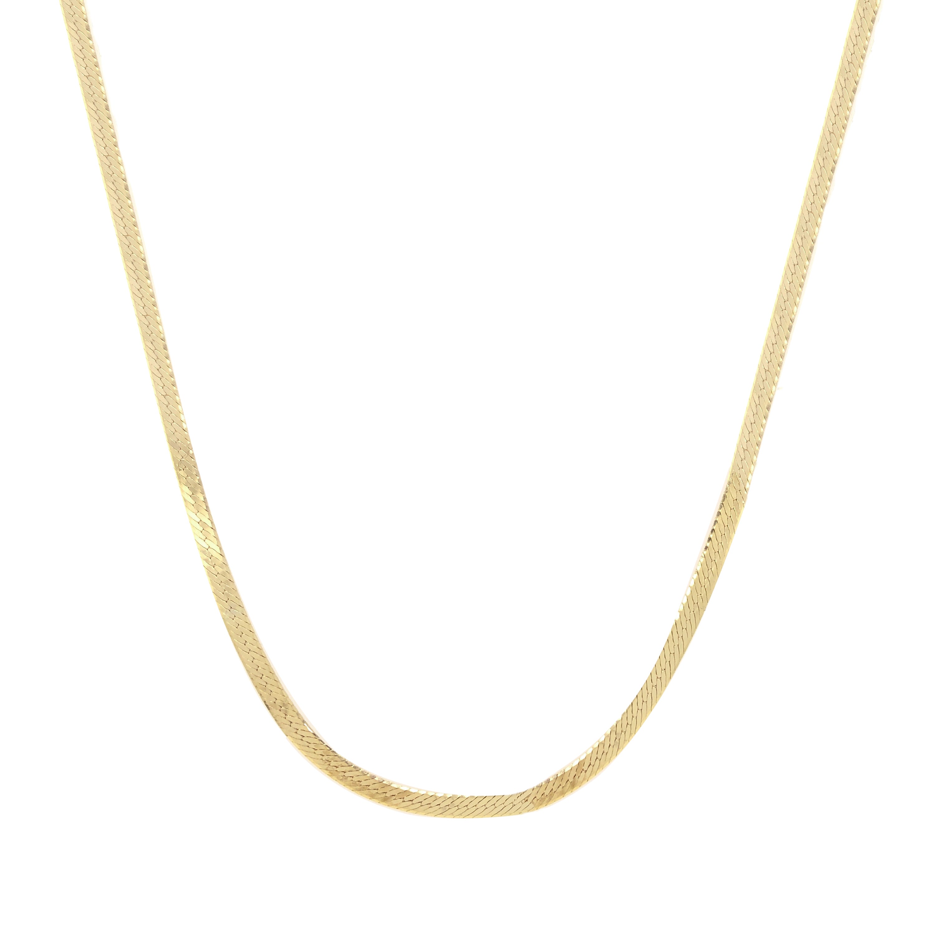 Yellow Gold Plated Thin Herringbone Chain Necklace – Jennifer
