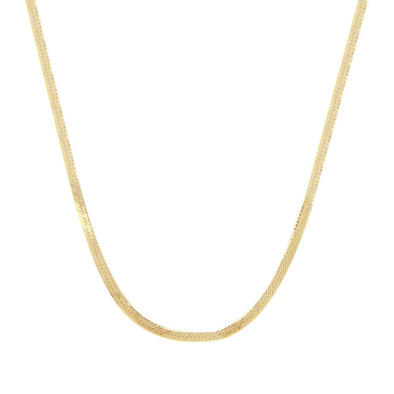 Thin Herringbone Chain Necklace  Yellow Gold Plated Over Silver 16-18" Adjustable Length 3MM
