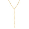 Box Chain Lariat Necklace  Yellow Gold Plated Over Silver 6" Drop 14-17" Adjustable Chain