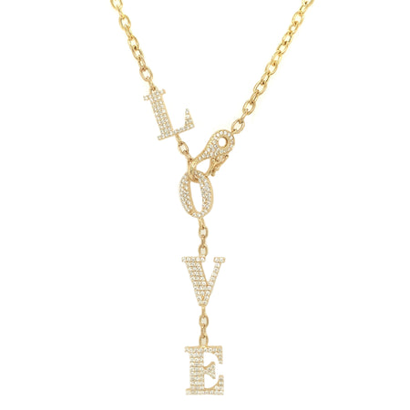 Diamond Love Lariat Necklace with Diamond Clasp 18K Yellow Gold 22" Length (end to end)