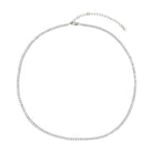 Thin Tennis CZ Necklace  White Gold Plated Cubic Zirconia Stones: 2MM Diameter 15"-18" Length 