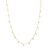 Double Chain Choker & Opera Length Dangling Crystals Necklace  Yellow Gold Plated Over Silver Cubic Zirconia 36" Length