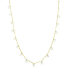 Double Chain Choker & Opera Length Dangling Crystals Necklace  Yellow Gold Plated Over Silver Cubic Zirconia 36" Length