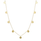 Long Coin Necklace  Yellow Gold Plated Disc: 0.25" Diameter Chain: 60" Long