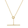 Bar Bead Chain Lariat Necklace  Yellow Gold Plated 33" Length Bar: 0.70" Width X 2.35" Length
