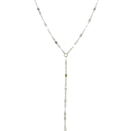 Twinkle Lariat Y Necklace  White Gold Plated 17" Long 11" Drop