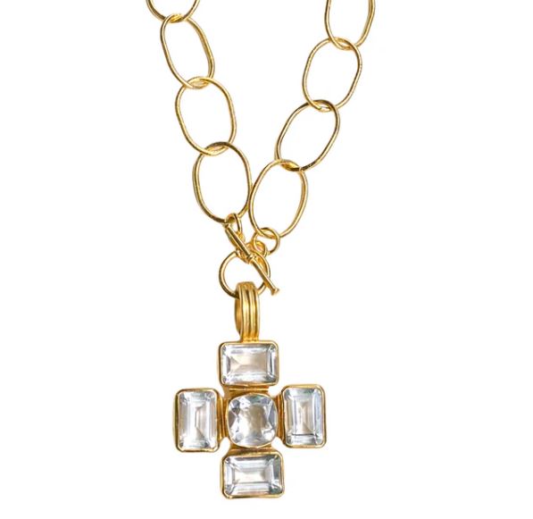 Five Emerald Cut Quartz Stone Pendant Necklace   Yellow Gold Plated  Emerald Cut Quartz Stone  1.98" Length X 1.46" Width  19" Chain Length Five Emerald Cut Quartz Stone Pendant Necklace   Yellow Gold Plated  Emerald Cut Quartz Stone  1.98" Length X 1.46" Width  19" Chain Length 