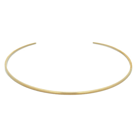 Rounded Thin Choker Adjustable Necklace  14K Yellow Gold Plated 11" Around the neck 2.55MM Thick