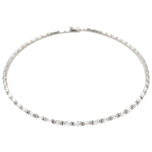 Flexible White Gold Baguette Choker White Gold Plated Cubic Zirconia Width: 0.10"