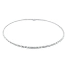 White Faux Diamonds Flexible Choker Necklace   White Gold Plated