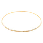White Faux Diamonds Flexible Choker Necklace  Yellow Gold Plated