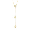 Heart, A Initial, & Star Lariat Chain Necklace  Yellow Gold Plated Over Silver 3" Drop 16-18" Adjustable Length