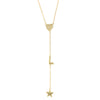 Heart, L Initial, & Star Lariat Chain Necklace  Yellow Gold Plated Over Silver 3" Drop 16-18" Adjustable Length