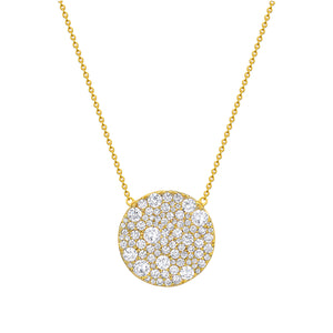 Pave-Set CZ Disc Necklace   • Yellow Gold Plated • Adjustable 16" or 18" Long • Disc Diameter 7/8"  As seen on the Today Show