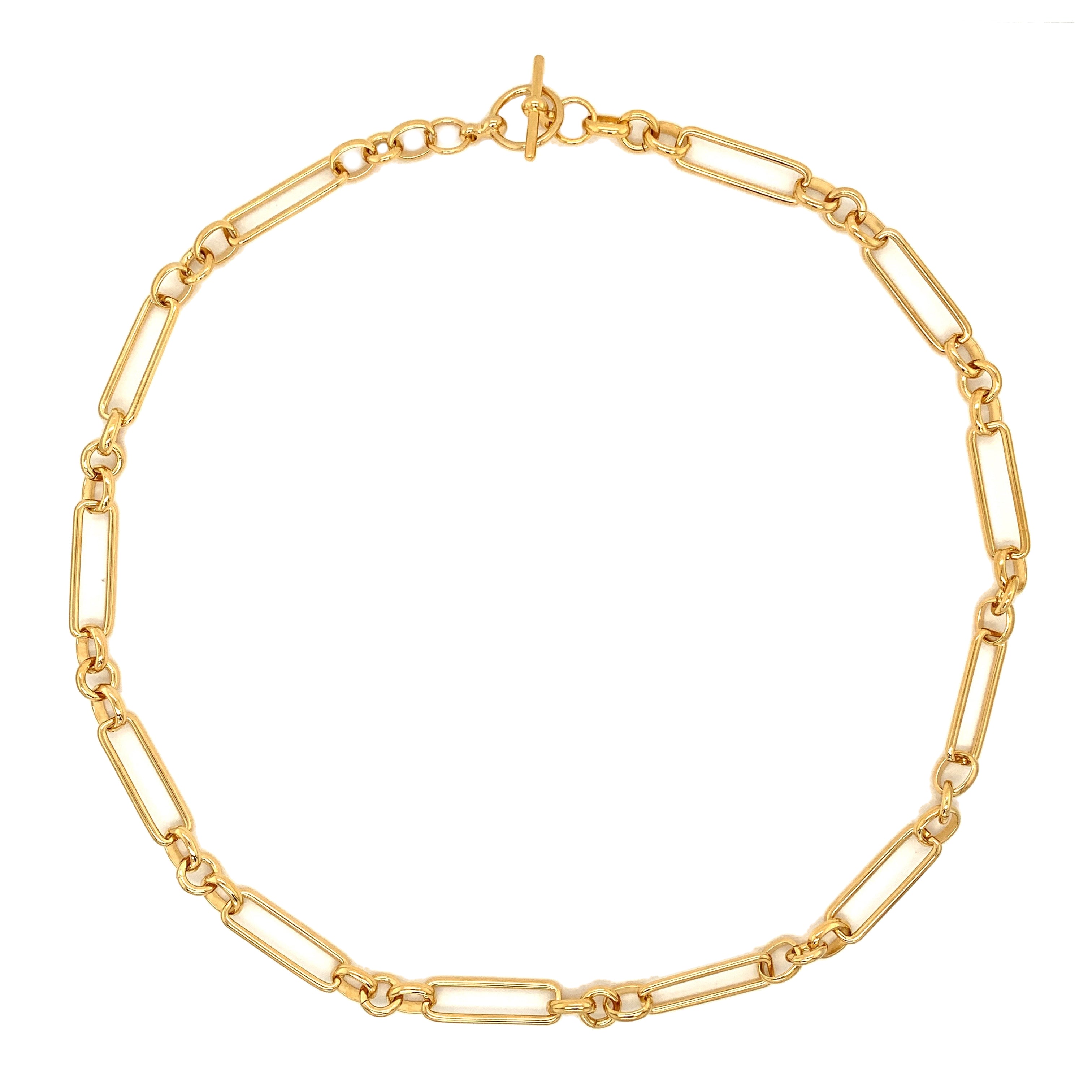 Rectangle Link Necklace  Yellow Gold Plated 18" Long