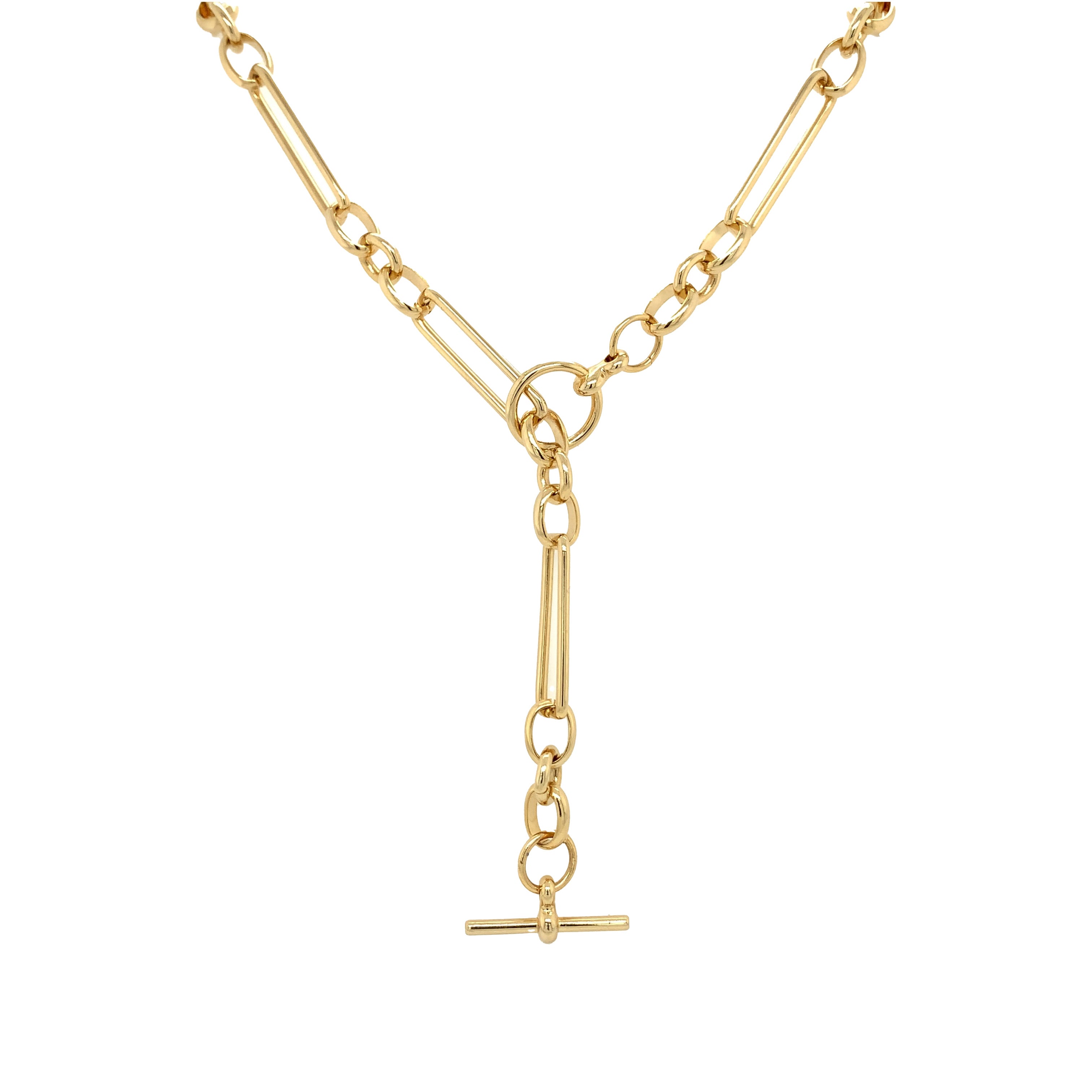 Rectangle Link Necklace  Yellow Gold Plated 18" Long