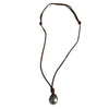 Dark Grey Leather With Grey Pearl Necklace  Cord: 24" Long Pearl: 0.5" Long