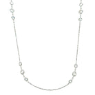 Three Bezel Set Stone Station Chain Necklace  White Gold Plated Over Silver 18" Long
