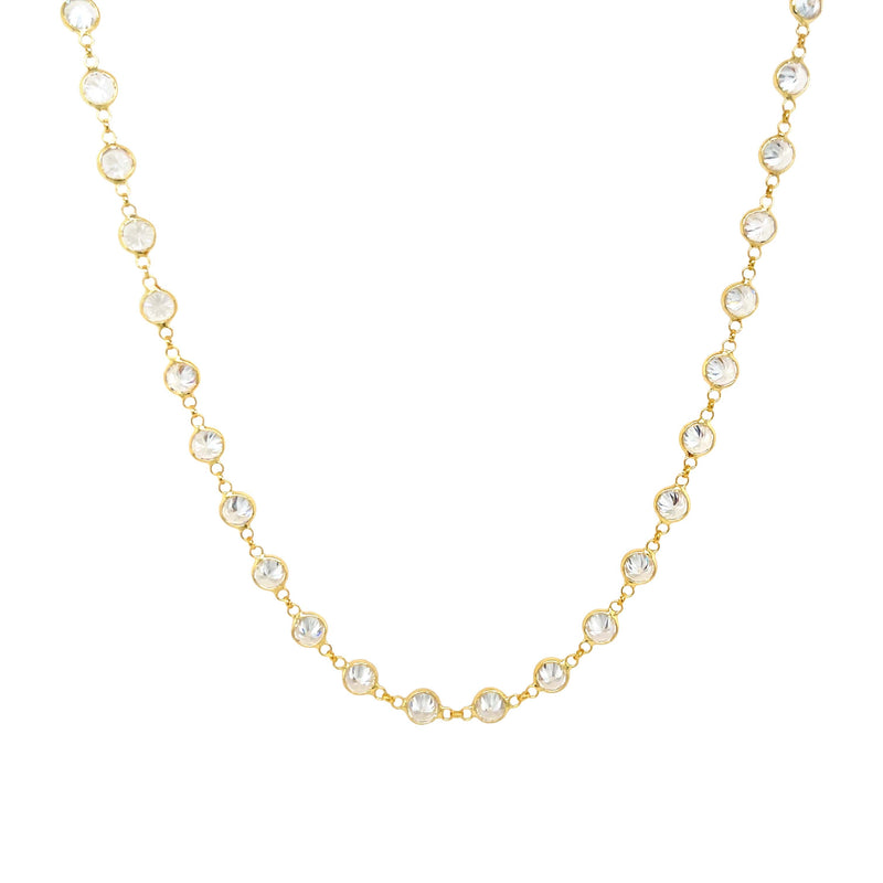 CZ Station Necklace  Yellow Gold Plated Cubic Zirconia 18.0" Length