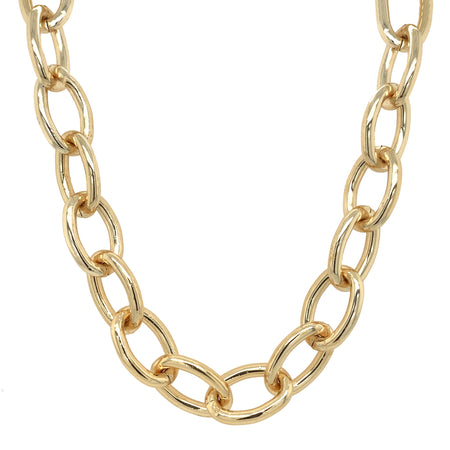 Chunky Oval Link Chain Necklace  Yellow Gold Filled Links : 0.80" Long X 0.55" Wide 20" Long