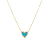 Diamond & Turquoise Heart Pendant Chain Necklace  14K Yellow Gold 0.06 Carats of Diamonds 0.13 Carats of Turquoise 15.5-17.5" Chain Length Heart: 5/16" Length X 1/4" Width 