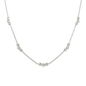 14K White Gold Diamond Bezel Chain Necklace  14K White Gold 0.18 Diamond Carat Weight Bezels: 0.35" Long X 0.15" Wide 14-16" Adjustable Chain