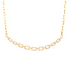 Gold Pave Diamond Link on Paperclip Chain Necklace  14K Yellow Gold 0.33 Diamond Carat Weight Chain: 16" Length Curved Section: 2.82" Length X 0.19" Thick
