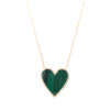 Pave Diamond Outline & Malachite Heart Chain Necklace  14K Yellow Gold 3.55 Malachite Carat Weight 0.18 Diamond Carat Weight Chain: 15-17" Length Heart: 0.80" Length X 0.75" Width
