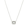 Diamond Outline White Topaz Necklace  14K White Gold  0.06 Diamond Carat Weight  1.25 White Topaz Carat Weight  0.37" Length x 0.29" Width  15.5"-17.5" Adjustable Length 