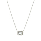 Diamond Outline White Topaz Necklace  14K White Gold  0.06 Diamond Carat Weight  1.25 White Topaz Carat Weight  0.37" Length x 0.29" Width  15.5"-17.5" Adjustable Length 