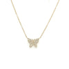 Pave Diamond Butterfly Chain Necklace  14K Yellow Gold 0.15 Diamond Carat Weight 16-18" Length