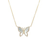 Mother of Pearl & Pave Diamond Butterfly Chain Necklace  14K Yellow Gold  0.15 Diamond Carat Weight Butterfly: 0.63" Width X 0.53" Height Chain: 16-18" Length