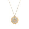 Diamond Compass Disc Chain Necklace  14K Yellow & White Gold 0.30 Diamond Carat Weight 16-18" Adjustable Length