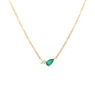 Diamond & Emerald Teardrop Necklace  14K Yellow Gold Chain: 16-18" Length Design: 0.30" Length X 0.15" Width