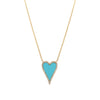 Turquoise & Diamond Outline Heart Chain Necklace  14K Yellow Gold 0.11 Diamond Carat Weight 0.82 Turquoise Carat Weight Chain: 16-18" Long Heart: 0.62" Long X 0.42" Wide